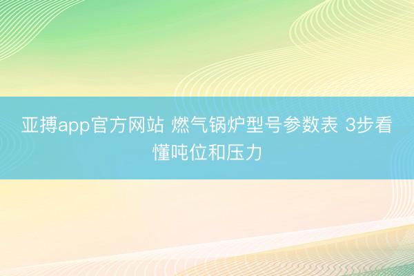 亚搏app官方网站 燃气锅炉型号参数表 3步看懂吨位和压力