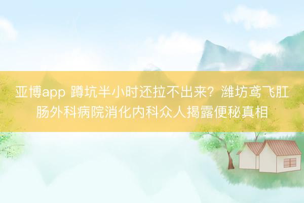 亚博app 蹲坑半小时还拉不出来？潍坊鸢飞肛肠外科病院消化内科众人揭露便秘真相