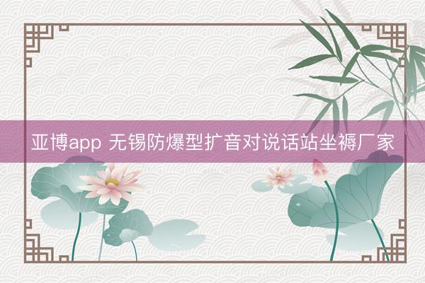 亚博app 无锡防爆型扩音对说话站坐褥厂家