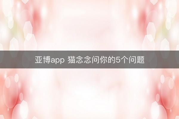 亚博app 猫念念问你的5个问题
