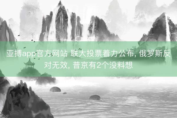 亚搏app官方网站 联大投票着力公布, 俄罗斯反对无效, 普京有2个没料想