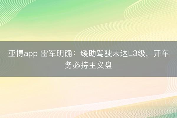 亚博app 雷军明确:缓助驾驶未达L3级,开车务必持主义盘