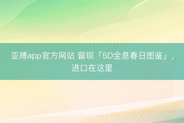 亚搏app官方网站 留坝「5D全息春日图鉴」，进口在这里