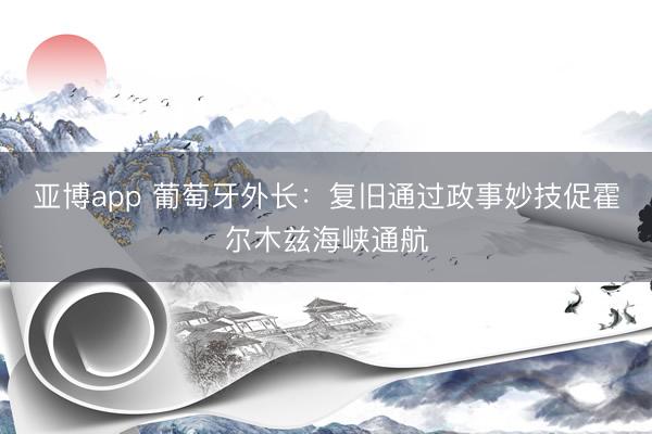 亚博app 葡萄牙外长：复旧通过政事妙技促霍尔木兹海峡通航
