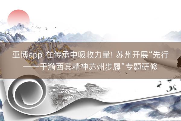 亚博app 在传承中吸收力量! 苏州开展“先行——于漪西宾精神苏州步履”专题研修