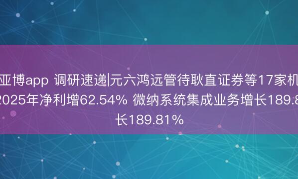 亚博app 调研速递|元六鸿远管待耿直证券等17家机构 2025年净利增62.54% 微纳系统集成业务增长189.81%