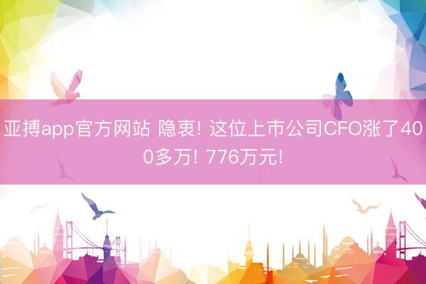 亚搏app官方网站 隐衷! 这位上市公司CFO涨了400多万! 776万元!
