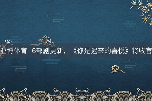 亚博体育 6部剧更新,《你是迟来的喜悦》将收官