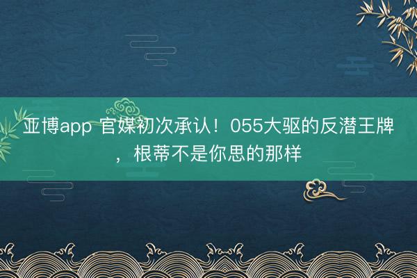 亚博app 官媒初次承认！055大驱的反潜王牌，根蒂不是你思的那样